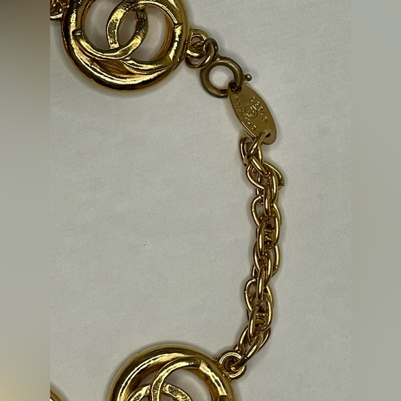 CHANEL CC Logo Gold Tone Bracelet - Picture 5 of 11